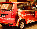 Two cars featuring DKT-Indonesia's Sutra condom spokeswoman Julia Perez were used to publicize National Condom Week 2010. Two cars featuring DKT-Indonesia's Sutra condom spokeswoman Julia Perez were used to publicize National Condom Week 2010.